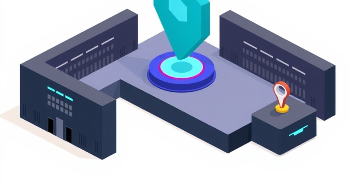 Isometric vector illustration showing firewall rules with geoip and ip reputation icons for pfBlockerNG on pfsense system.